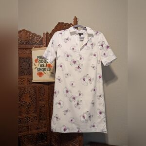 Banana Republic White and Purple Floral Blouse